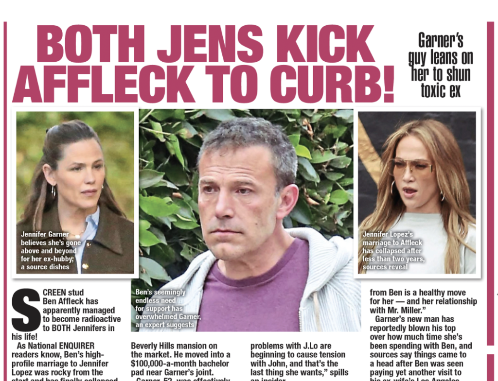 Both Jens Kick Affleck to Curb by Dr. Gilda Carle